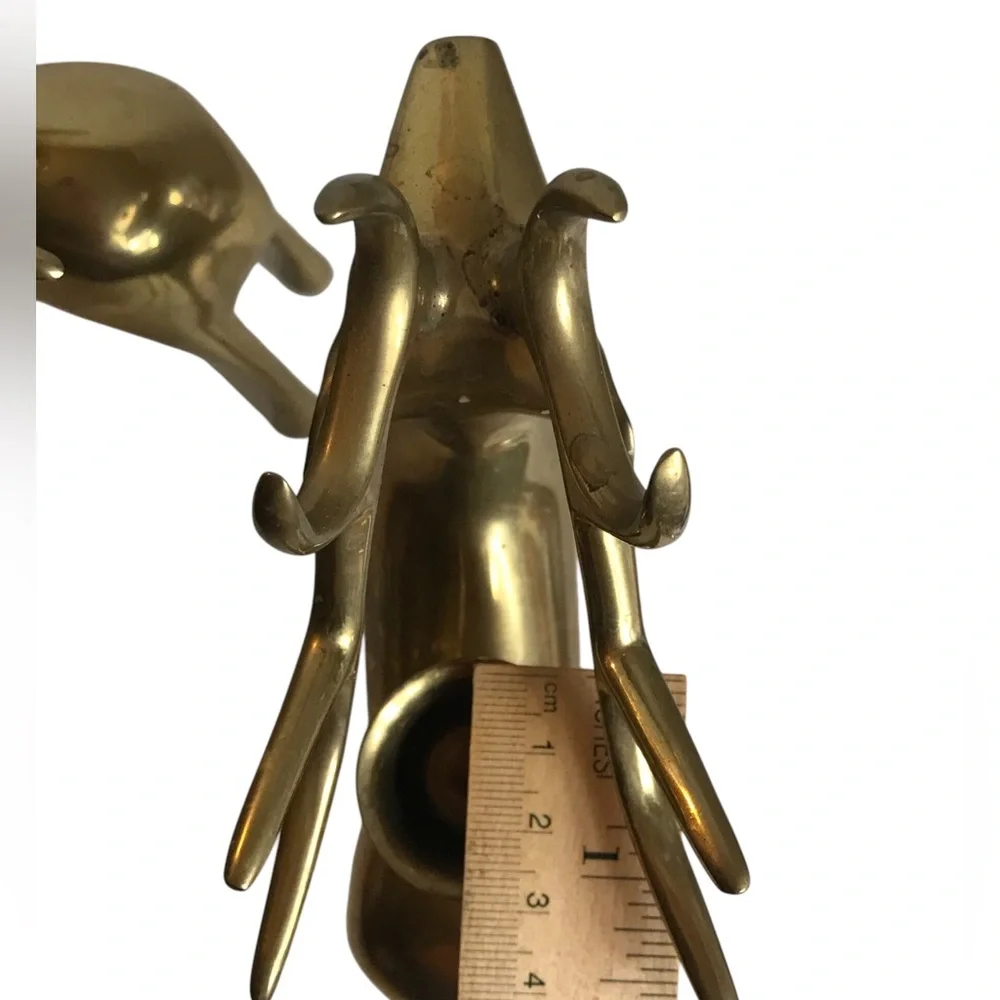 Pottery Barn Brass Reindeer Candle Holders 8” Vintage Christmas Taper Pair